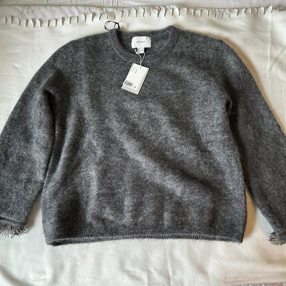 H&M Edition Mohair/Wool Dark Gray Bead Detail Sweater, unworn